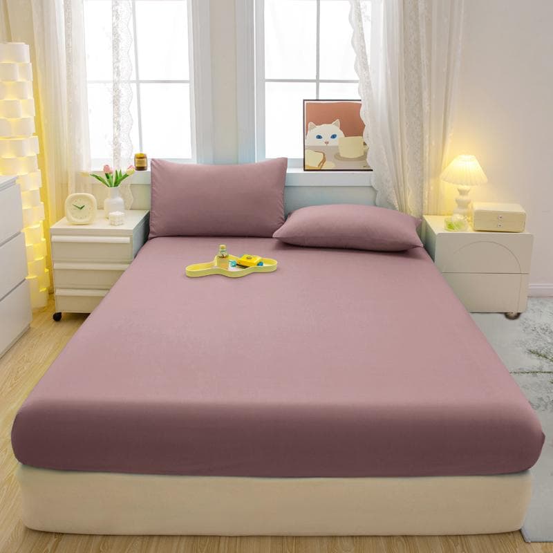 3Pc Minimalist Modern Solid Color Bedsheet Set Soft And Comfortable Bedding, Bedspread Set (Including 1 Bedsheet+2 Pillowcases) 90x200cm