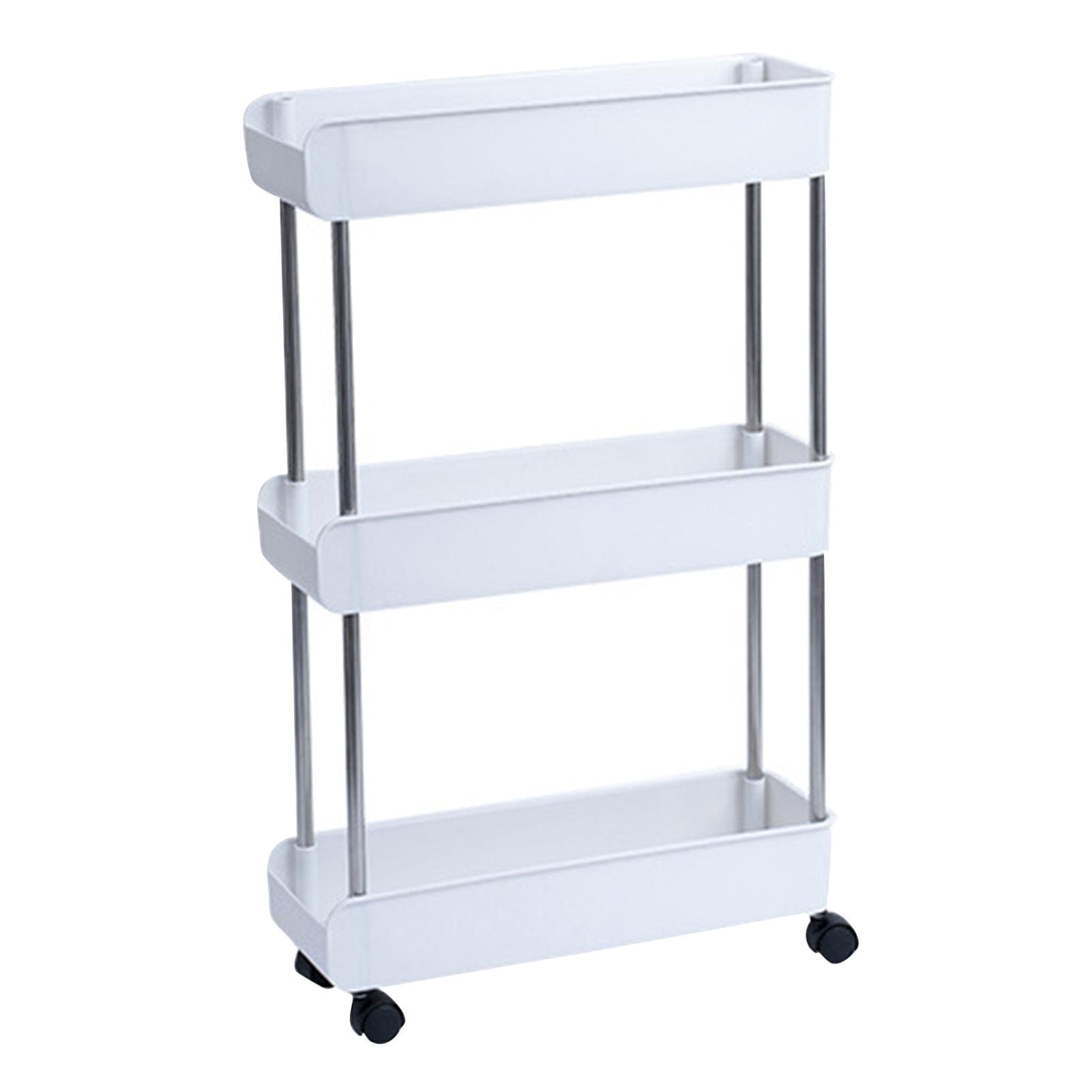 4-Tier Rolling Utility Cart with Wheels Hanging Hook Multifunctional Storage Organization Shelves S & 3-Tier white