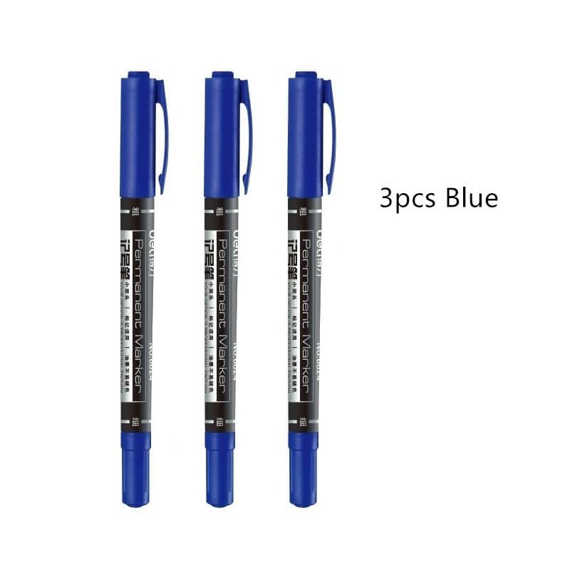 3pcs Permanent Marker Pen Black Red Blue Color Bold Fine Point Pens for CD Fabric Wood Drawing blue