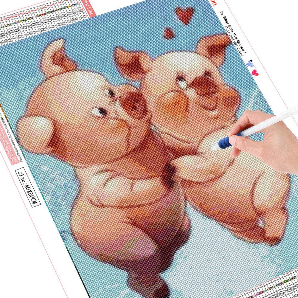 Love Pig Diamond Painting 5d Diamond Mosaic Cross Stitch Diamonds Embroidery Cartoon Decoration 20X30