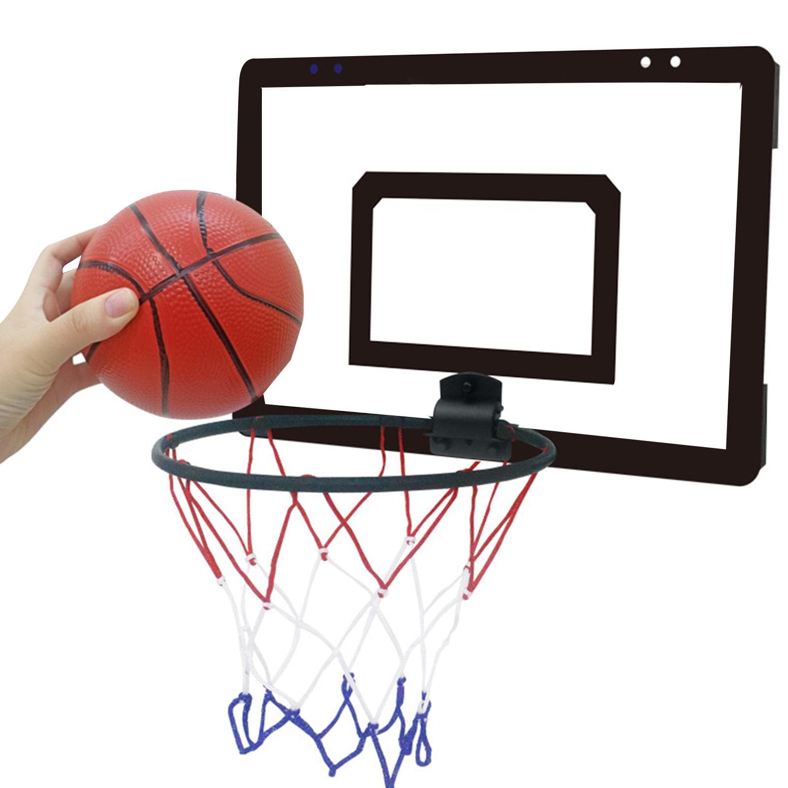 Wall Mounted Basketball Hoop Number 7 Basketball Hoop Kit for Indoor Outdoor Boys Girls Teens Black