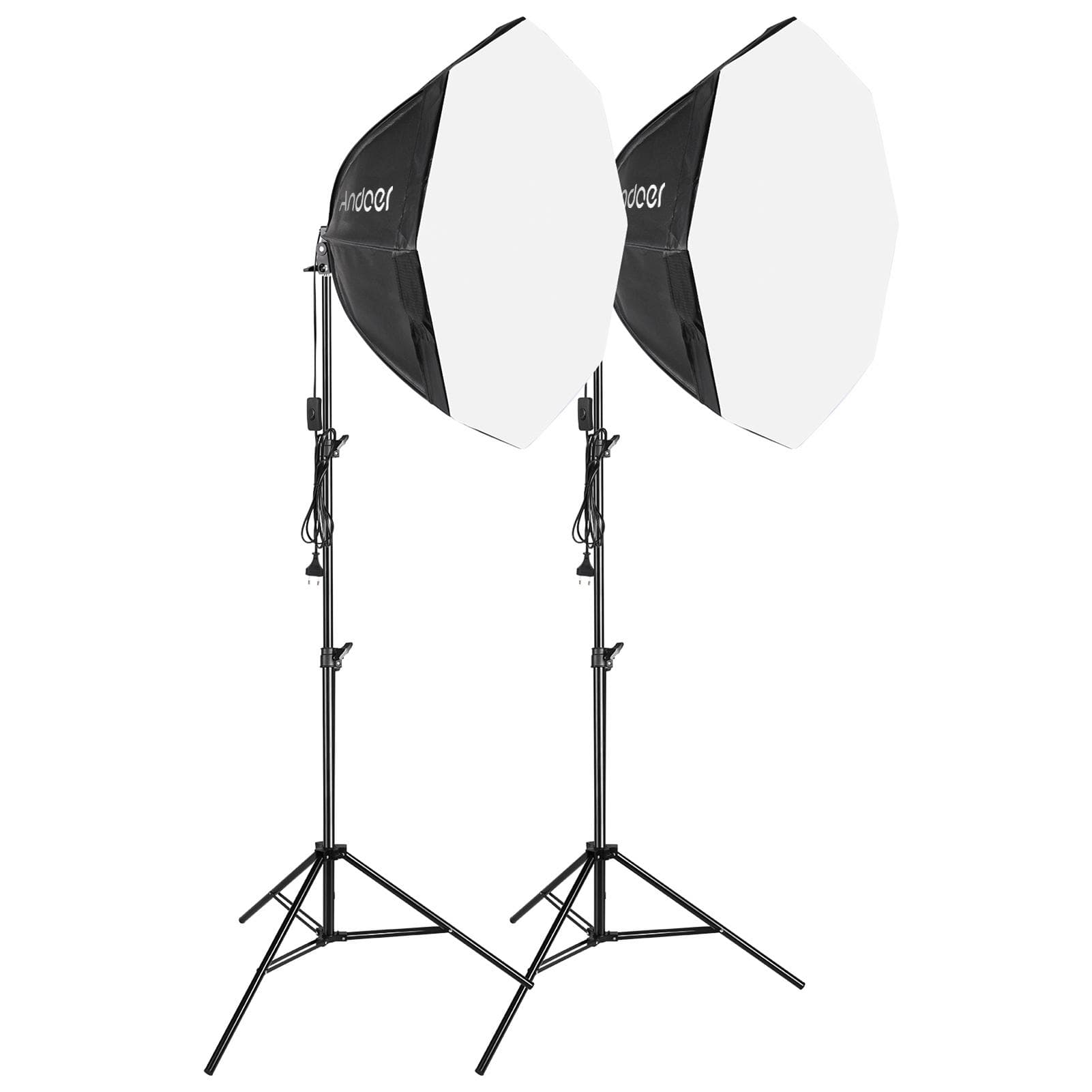Andoer Studio Photography Softbox Kit with 70cm/28in Octagon Photography Softbox * 2 + 2.1M Metal EU