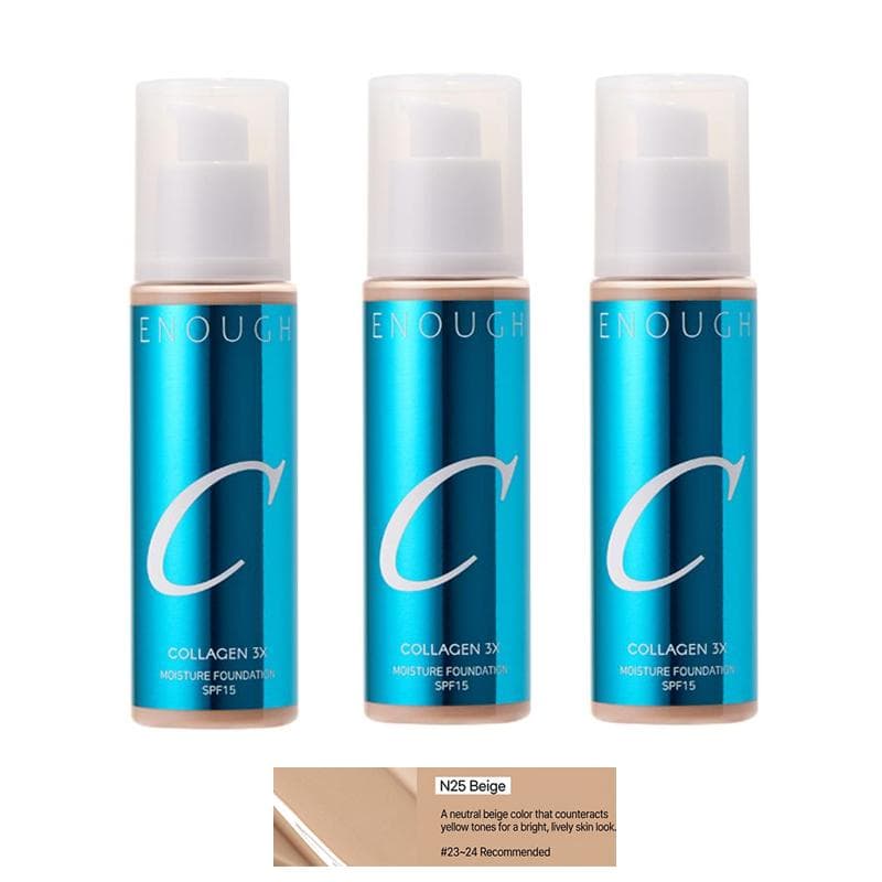 ENOUGH COLLAGEN 3X Moisture Foundation SPF 100mL (30 Options) #N25 Beige x 3PCS