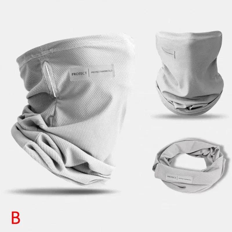 Ice Silk Sunscreen Mask for Men Women Outdoor Cycling Face Cover Solid Color Neck Wrap UV Protection Ear Bandana Scarf Summer light gray
