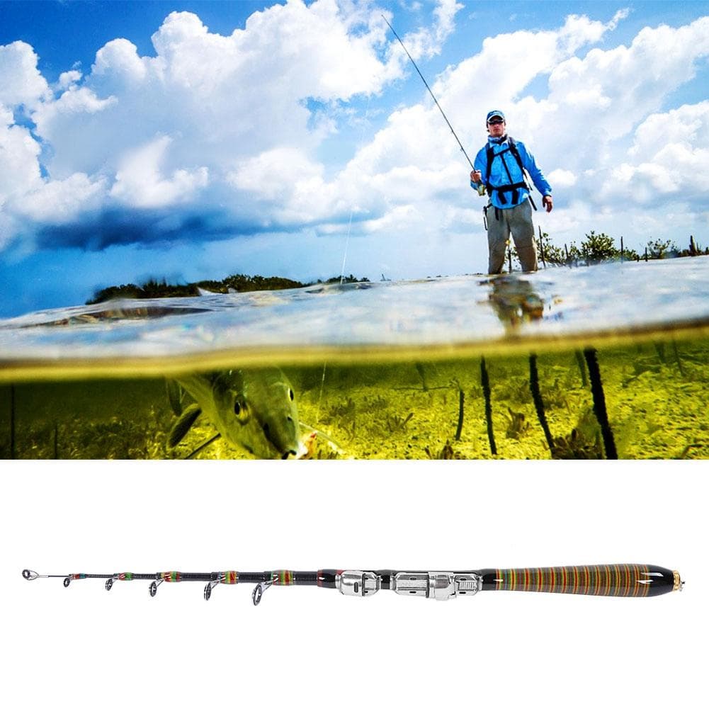 Fishing Rod Telescopic Carbon Sea Rod Portable Spinning Hand Fishing Accessory 150cm