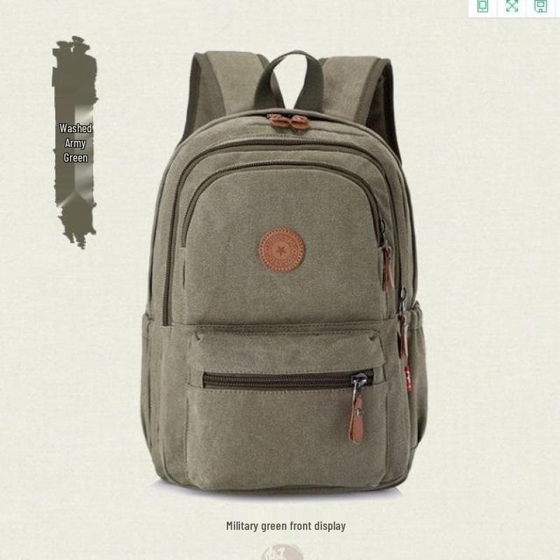 Durable Canvas Backpack - Unisex, Large Capacity, Denim Retro Style, for College Students green