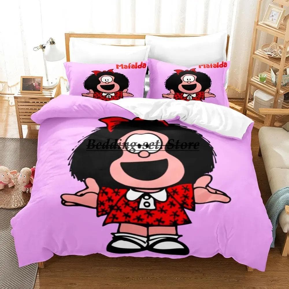 Mafalda Bedding Set Single Twin Full Queen King Size Bed Set Aldult Kid Bedroom Duvetcover Sets 3D Anime Bed Sheet Set 70x133cm 2pcs