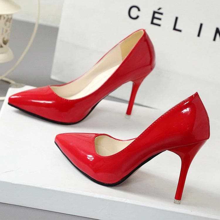 Fashion Womens Platform Pumps Pointed Toe Stiletto High Heel Wedding Party Shoes 35 red
