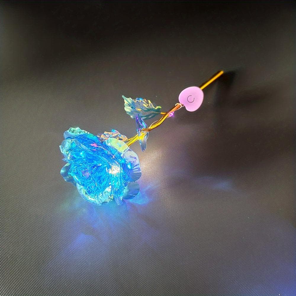 24K Colorful Gold Rose, Artificial Flowers, Rainbow Rose Flower, Best Gifts for Mother's Day/Thanksgiving/Valentine's Day/Girl's Birthday Party blue