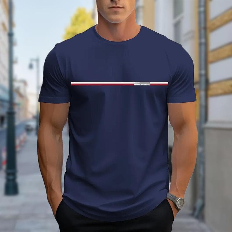 New Summer Men's Fashion T-shirt Personality Simple Printed Men's T-shirt Top L