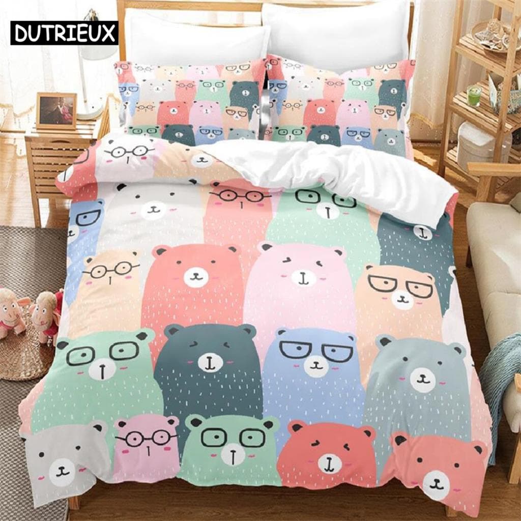 Kawaii Capybaras Bedding Set Single Twin Full Queen King Size Bed Set Aldult Kid Bedroom Duvetcover Sets 3D bed cover set EU single(135x200cm)&set
