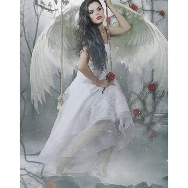 Diamond Mosaic DIY 5D Diamond Beauty with White Wings 5D Diamond Embroidered 20X30CM
