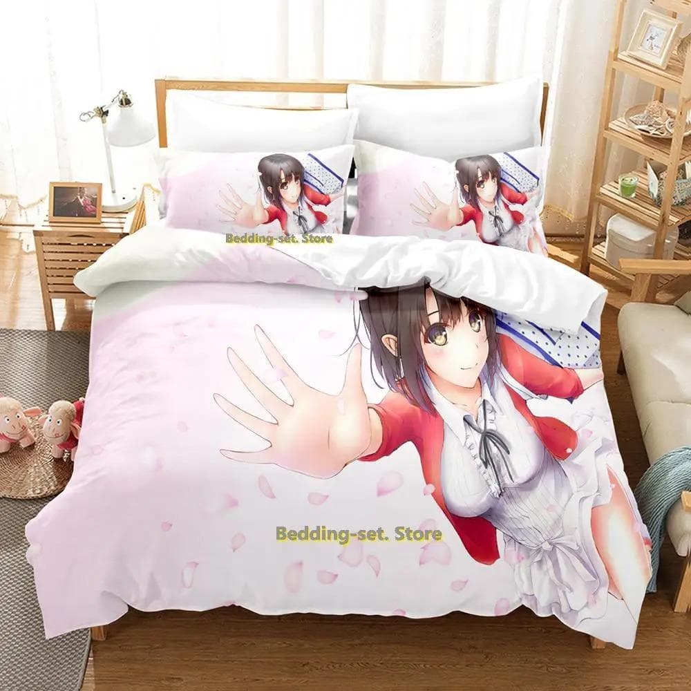 Katou Megumi Bedding Set Single Twin Full Queen King Size Bed Set Adult Kid Bedroom Duvetcover Sets Anime parure de lit Bed 70x133cm 2pcs