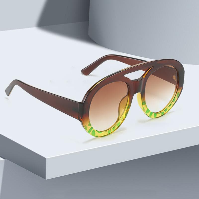 Fashionable Oversized Sunglasses Women Gradient Lenses Circular Double Beam Glasses Trendy Accessories for Women