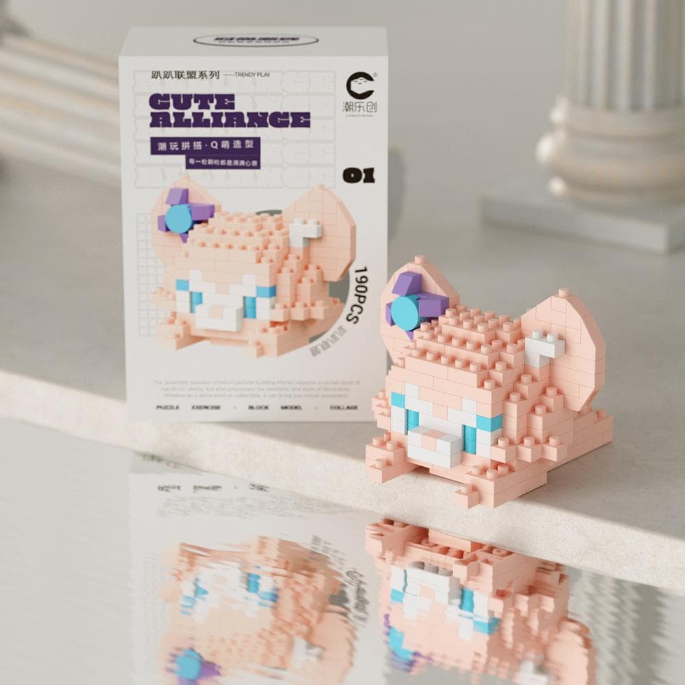 Mini Cute Panda Micro Building Blocks 3D Diamond Model Animals Bricks DIY City Construction Toys for Children Kids Gift Pink Fox-190Pcs