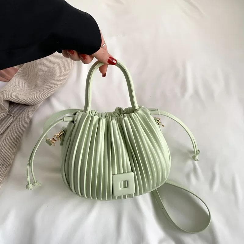 Fashion Brand Design Crossbody Bag for Women Luxury Vintage Shoulder Handbag Female Tote Bag Casual PU Leather Bucket Bag light green
