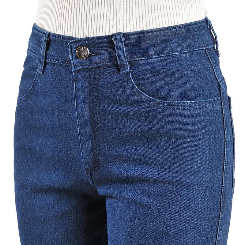 Women's High Waist Stretch Jeans Pants Straight Loose Denim Pants Plus Size Trousers 32 blue