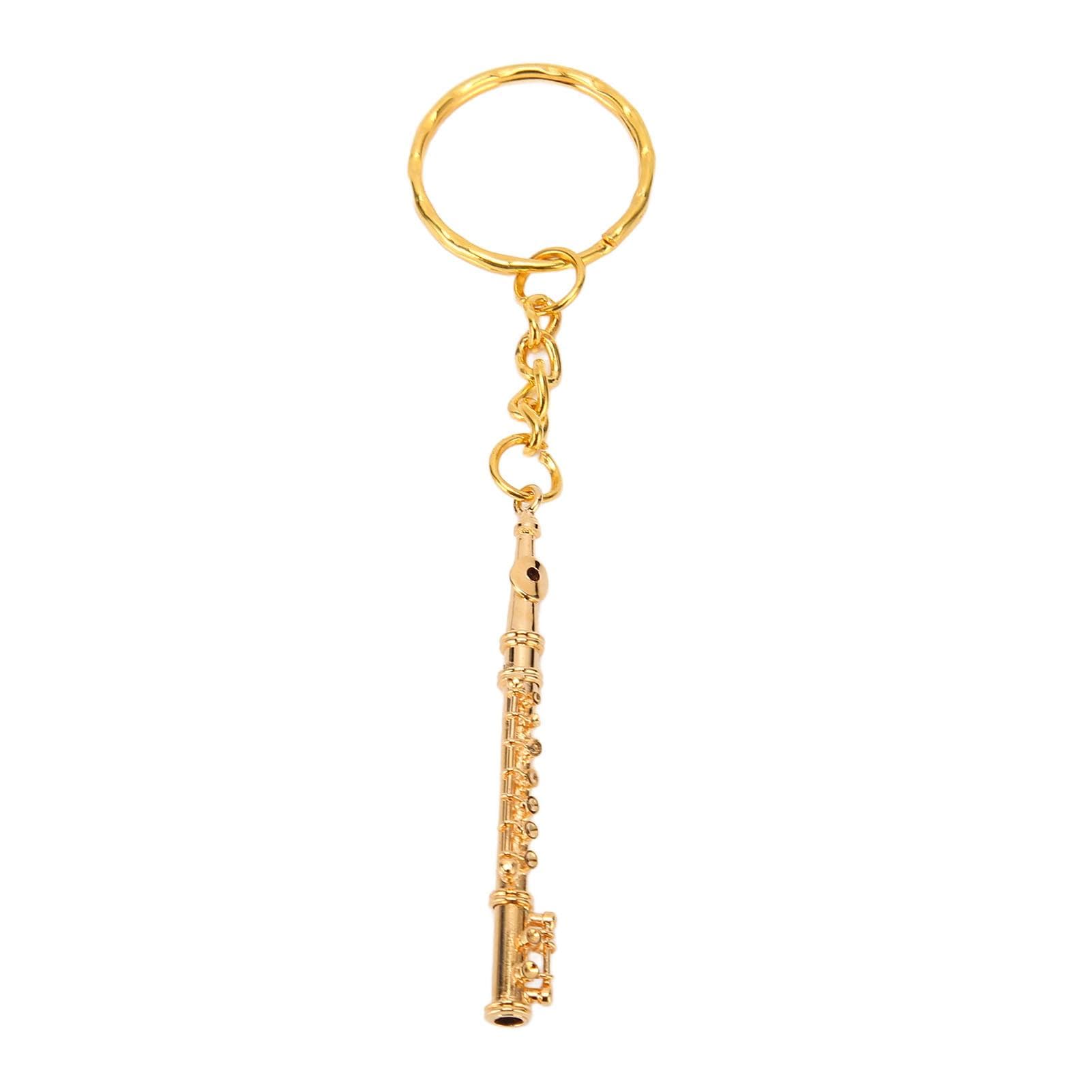 Gold Flute Keychain Fade Resistant Fashionable Cute Mini Music Instrument Keychain Decoration