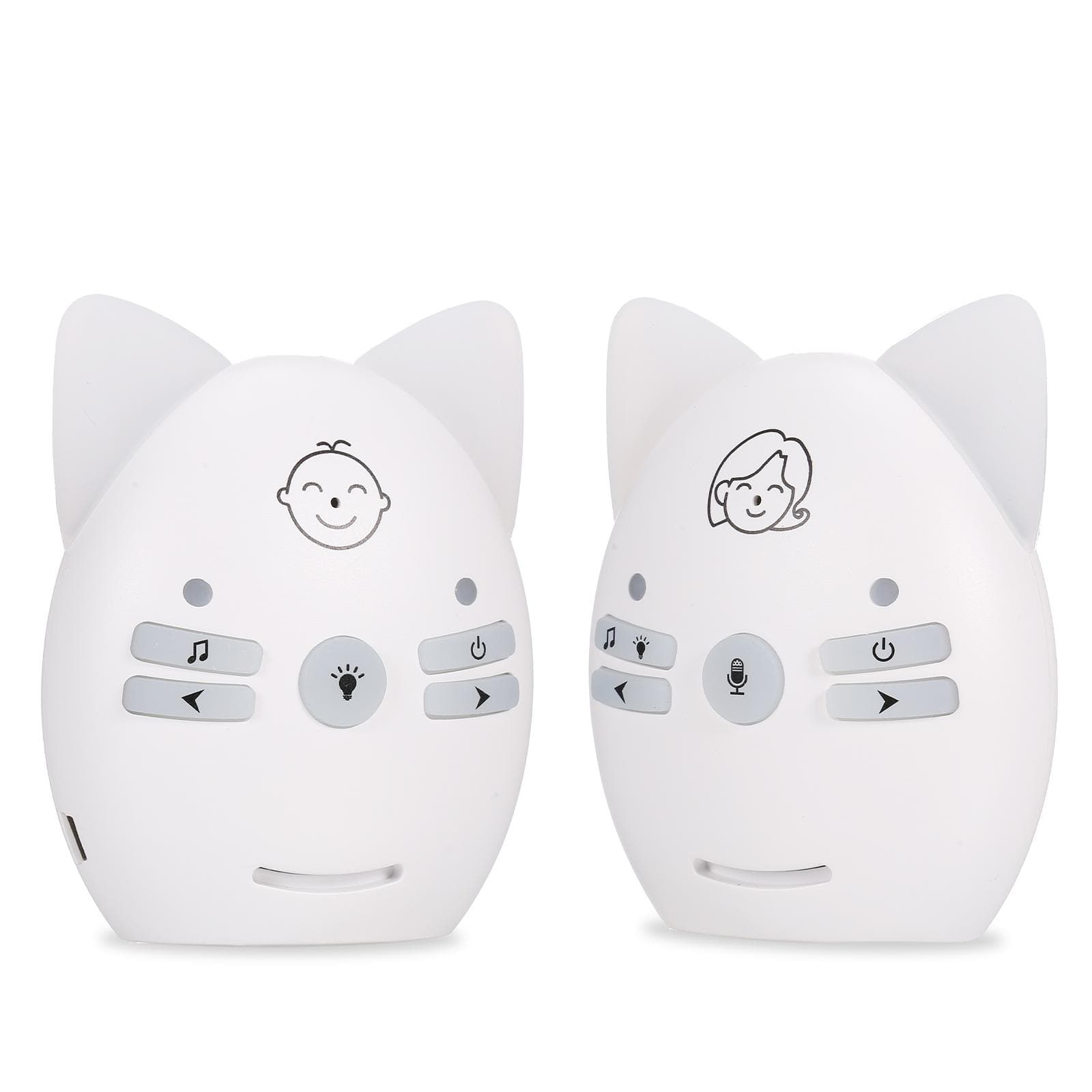 Wireless Audio Monitor Two-way Talk Back Long Range Transmission VOX Mode Night Light Music Play white