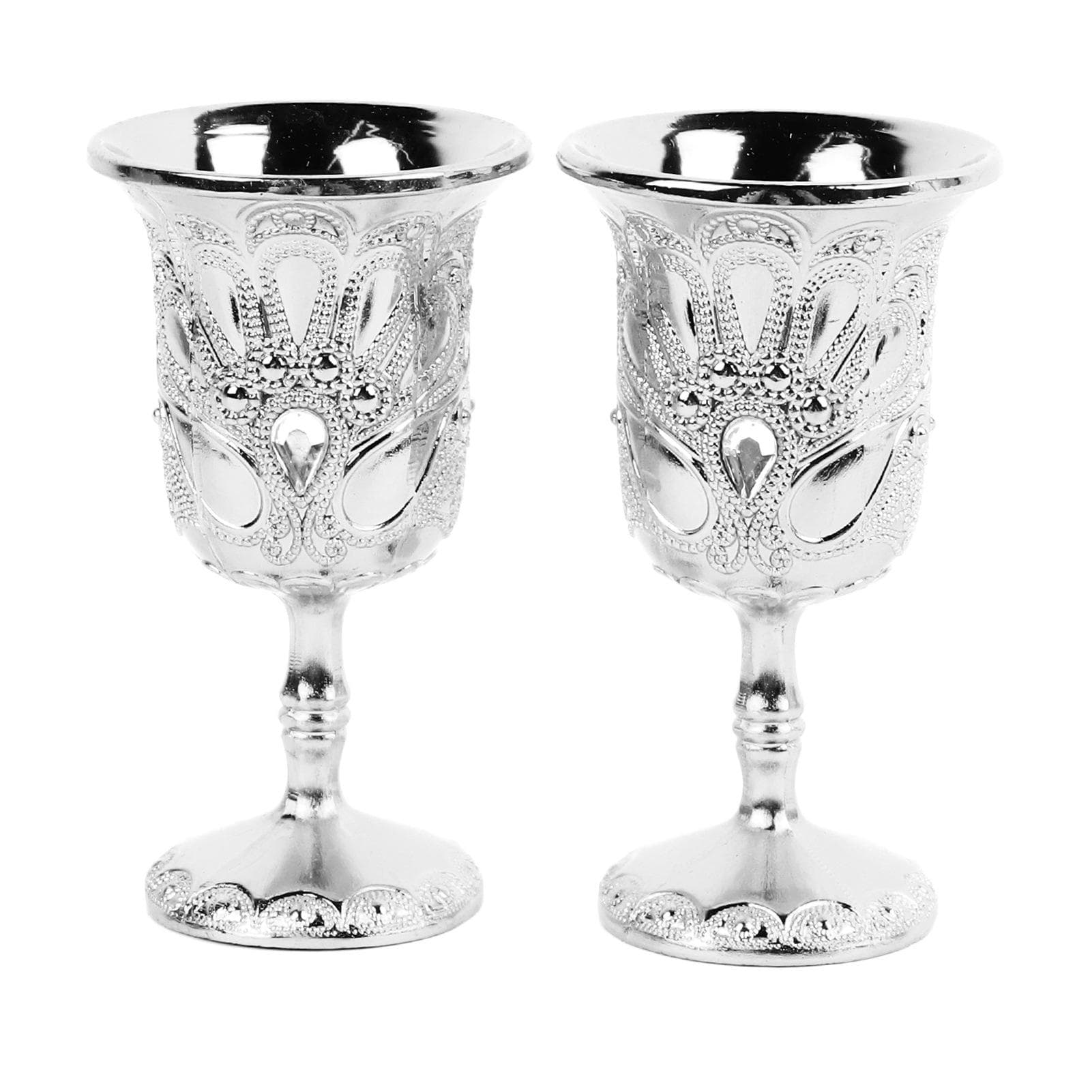 2pcs Vintage Cocktail Glass Exquisite Light Luxury Shatter Resistance Retro Metal Wine Glass for