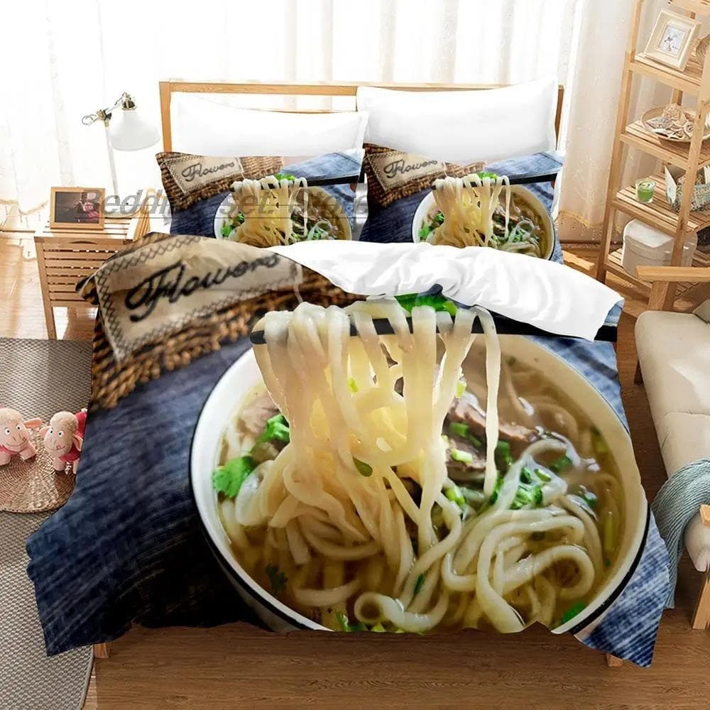 Gourmet Spaghetti Italian Bedding Set Single Twin Full Queen King Size Bed Set Aldult Kid Bedroom Duvetcover Sets 3D Food EU SuperKing 260x220