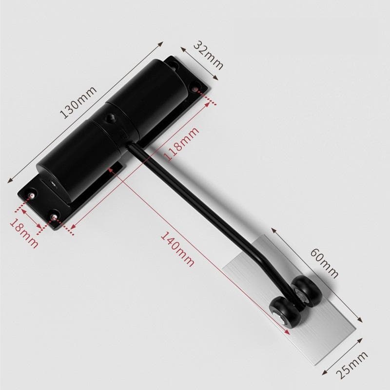 Black Zinc Alloy Adjustable Surface Mounted Automatic Spring Door Closer Door Hardware ZC013 black