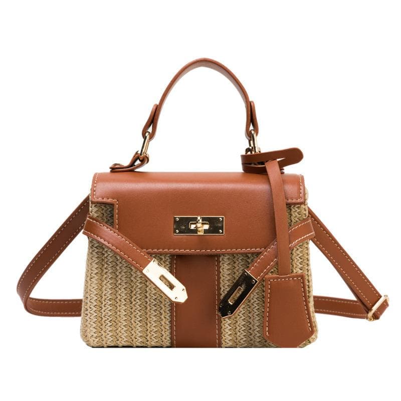New Handmade Rattan Woven Handbag Summer Fashion Straw Handbag Small Square Bag