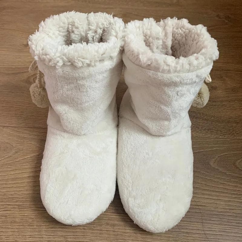 Womens Fluffy Slippers Christmas Winter Floor Shoes Indoor Home Fur Plush Anti Skid Non Slip Soft Warm Female Boots 2024 New 43-44 ivory