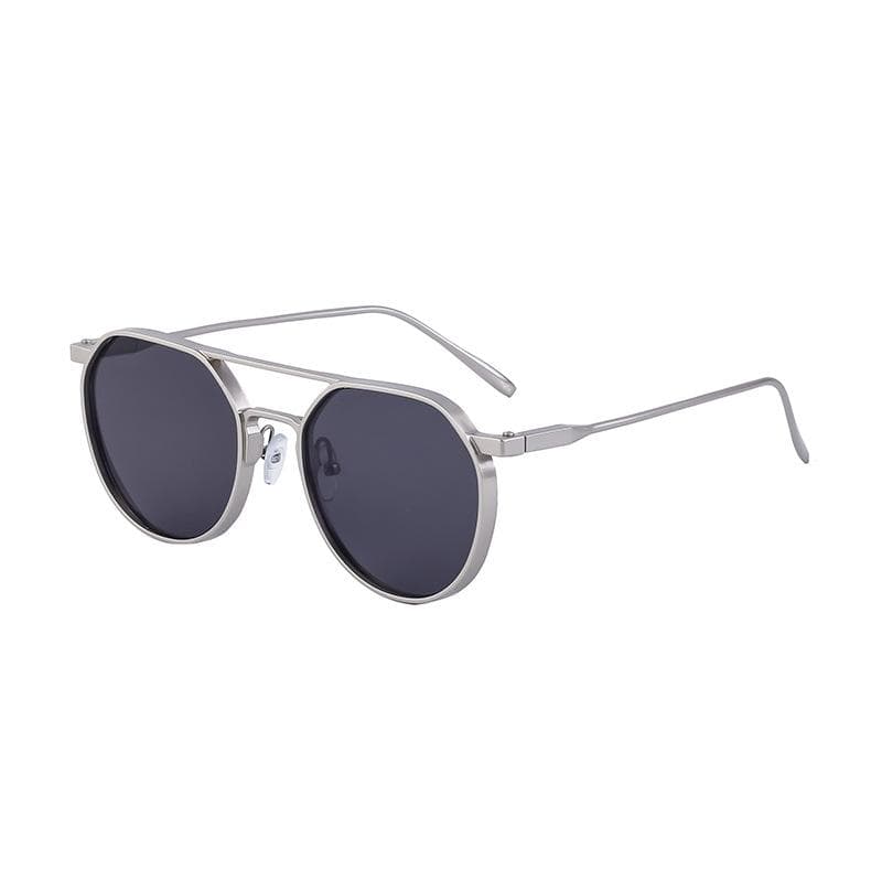 New Vintage Oval Frame Sunglasses Metal Double Beam Driving Sun Glasses Cross Border Wholesale Shades