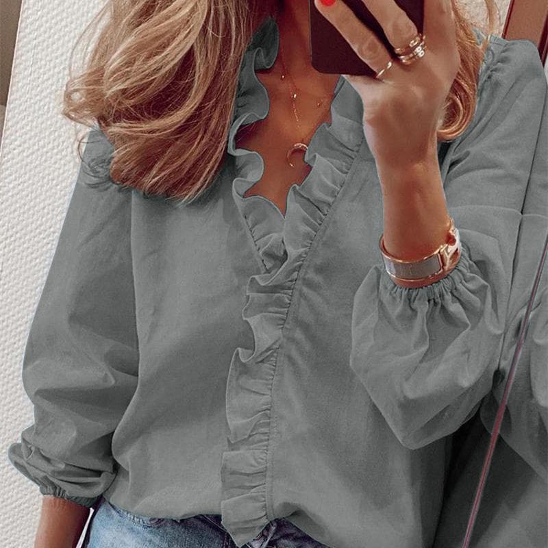 YYFS Women's Fashion Casual Summer Spring Long Sleeve Blouses & Shirts XXXL grey