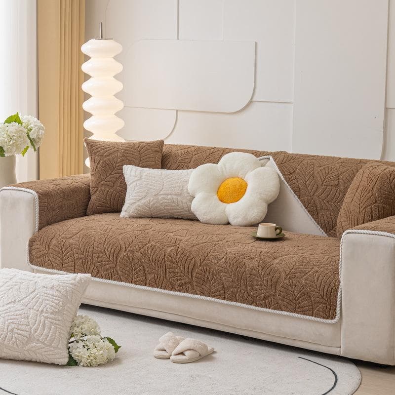 Leaf Jacquard Sofa Cover Living Room Non-Slip Soft Thicken Sofa Towel Mat L Shape Couch Slipcover Home Decoration Cushion Cover 70x70cm 1pcs