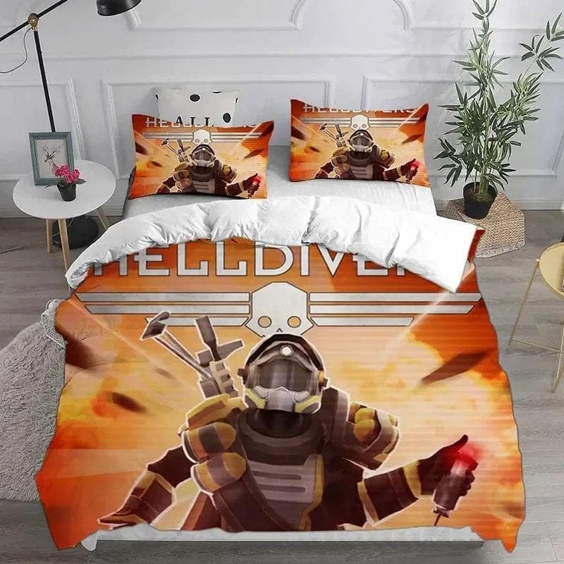 3D HELLDIVERS 2 Bedding Sets Comforter Quilt Bed Cover Duvet Cover Pillow Case Sets Kids Adult Size For Home Textiles AU Single 140x210cm
