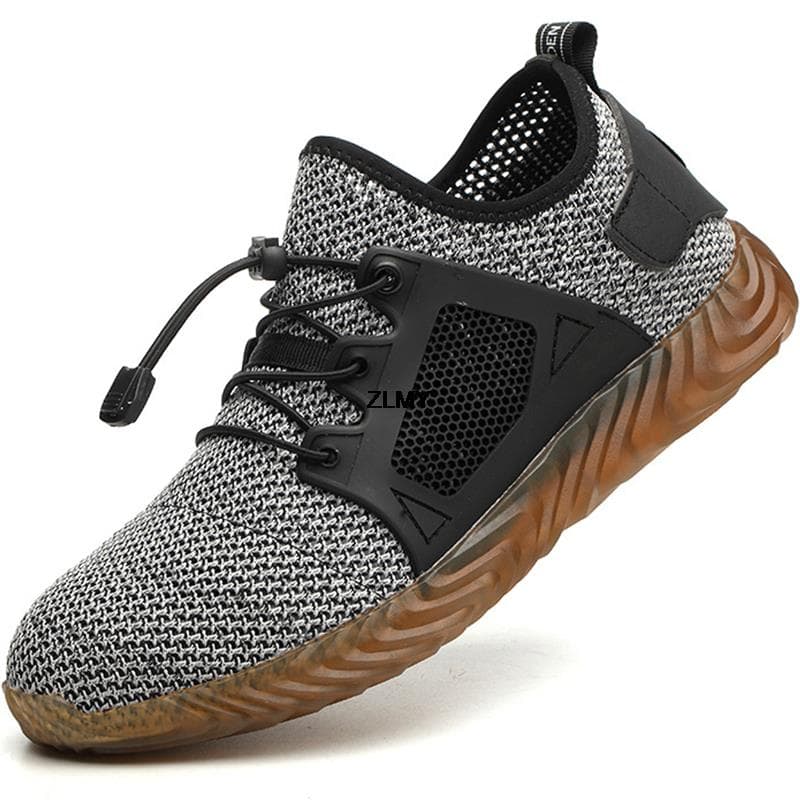 Mesh Safety Shoes Men Summer Steel Toe Work Shoes Puncture Proof Anti-smash Work Safety Boots Man Breathable Security Boots Male 38 grey