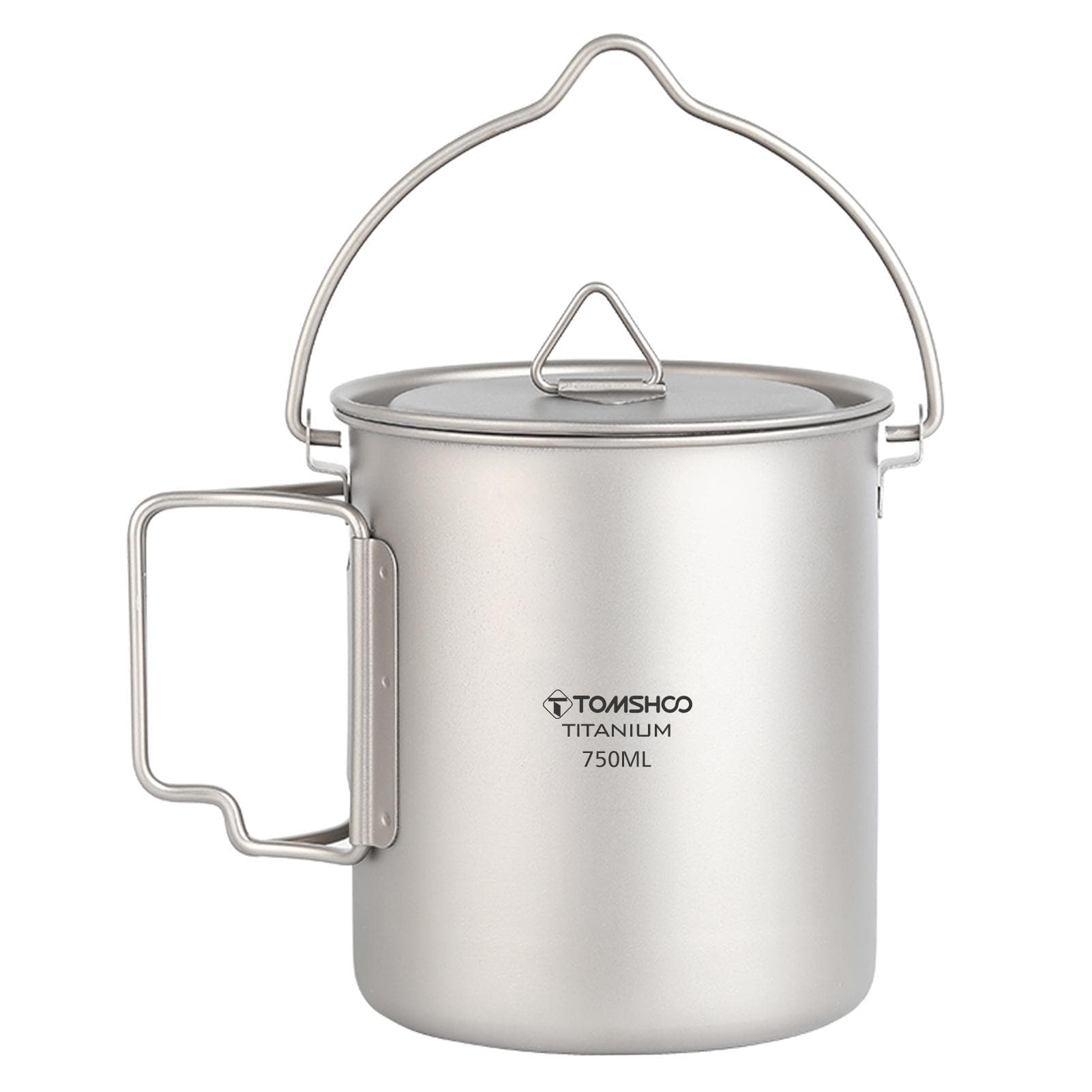 TOMSHOO Titanium Pot 750ml Ultralight Portable Hanging Pot with Lid and Foldable Handles Outdoor 750ml pot