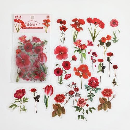 40 Pcs/bag Plant Nature Flower Decorative PVC Sticker Scrapbooking Diy Label Diary Stationery Album Journal Daisy Mushroom Stick