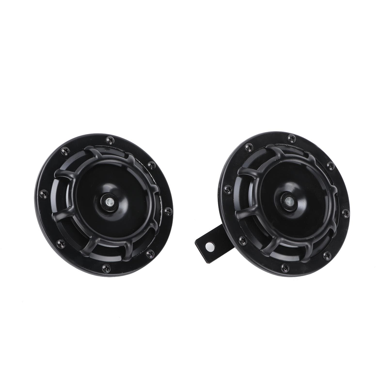 Pair 120mm 115DB Snail Horn Universal Black for Car Motorcycle Scooter Lorry Steel Alloy 12V