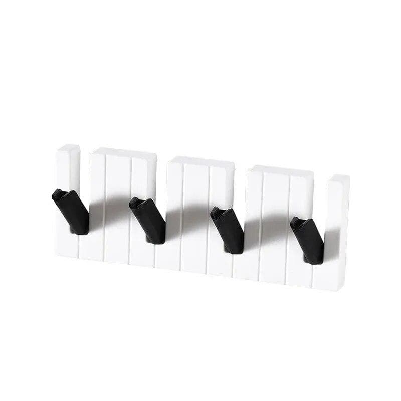 Creative Piano Wall-mounted Hook Punch-free Doorback Storage Rack Home Folding Coat Hat Porch Key Holder Sundries Organizer black