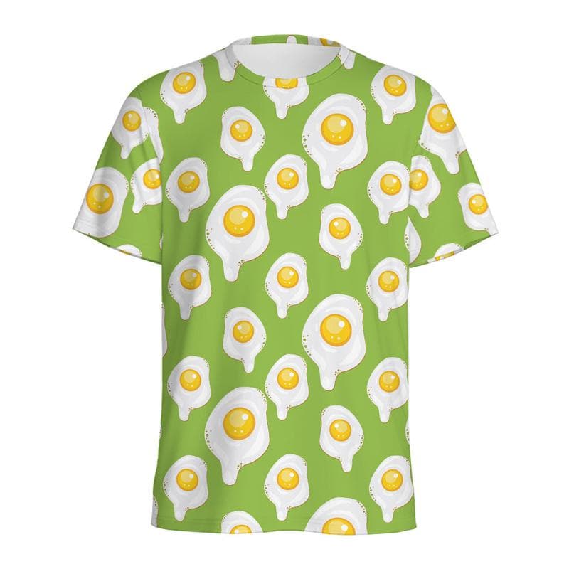 Multi Color Eggs 3D Printed T Shirt For Men Womens Kids Cartoon Fried Egg Graphic Tees Tops Short Sleeves Round Neck T-shirt 5XL