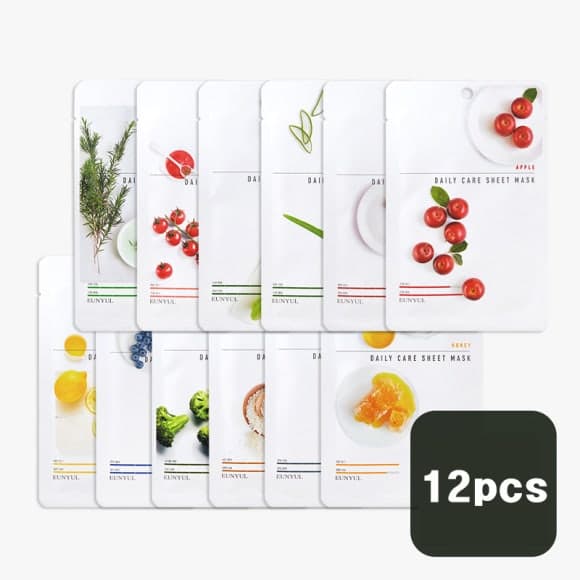 eunyul Daily Care Sheet Mask Pack 12 types (15 Options) 12PCS SET(12Types x 1)