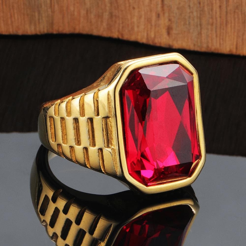 Men's Square Titanium Ring Minimalist Geometric Gemstone Jewelry Trendy Punk Stainless Steel Band for Men Fashion Accessories No. 10