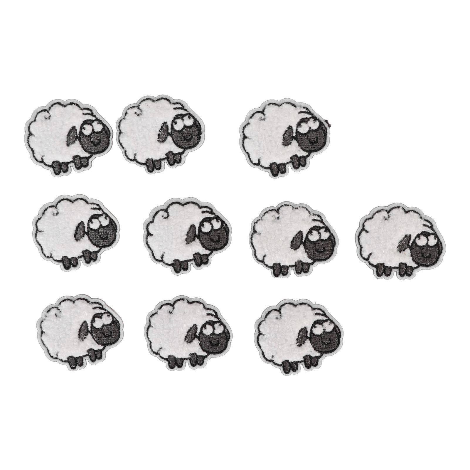 30pcs Cloth Patches Embroidered Iron On Sew On Sheep Shape Clothing Appliques for Jacket Vests Hats