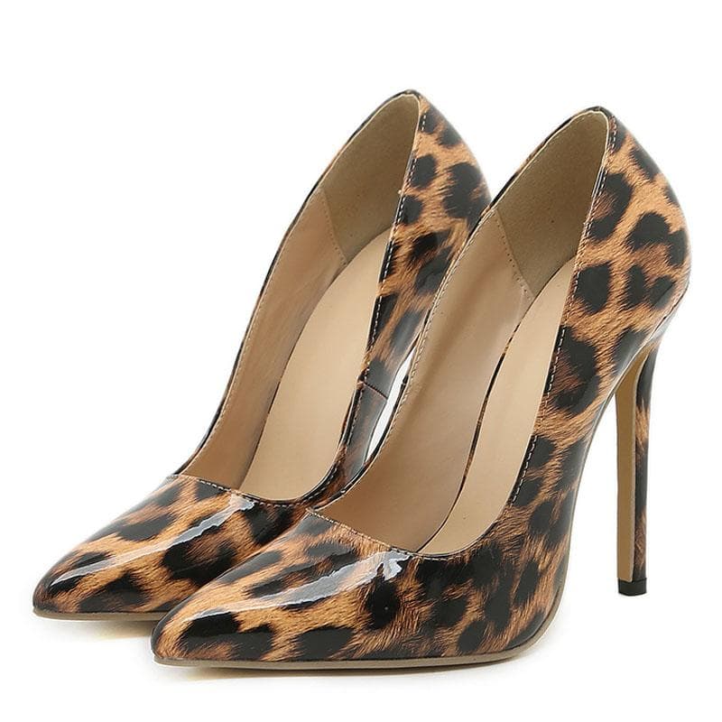 Liyke Size 35-42 Sexy Leopard Grain Shoes Women Pumps Pointed Toe Slip-On Slingback High Heels Party Nightclub Stiletto Mules 35