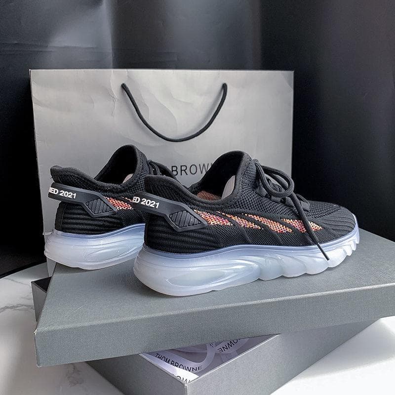 Summer Casual Women's Shoes Jelly Bottom Ladies Flying Woven Shoes Breathable Student Running Shoes Sports Shoes 41 black