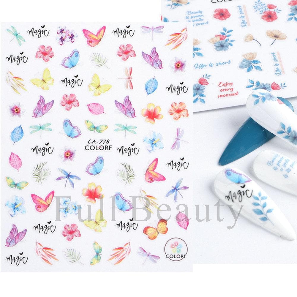 1Pc 3D Nail Stickers Flower Plants Nail Art Decals Floral Leaf Spring Sliders Manicure Decor