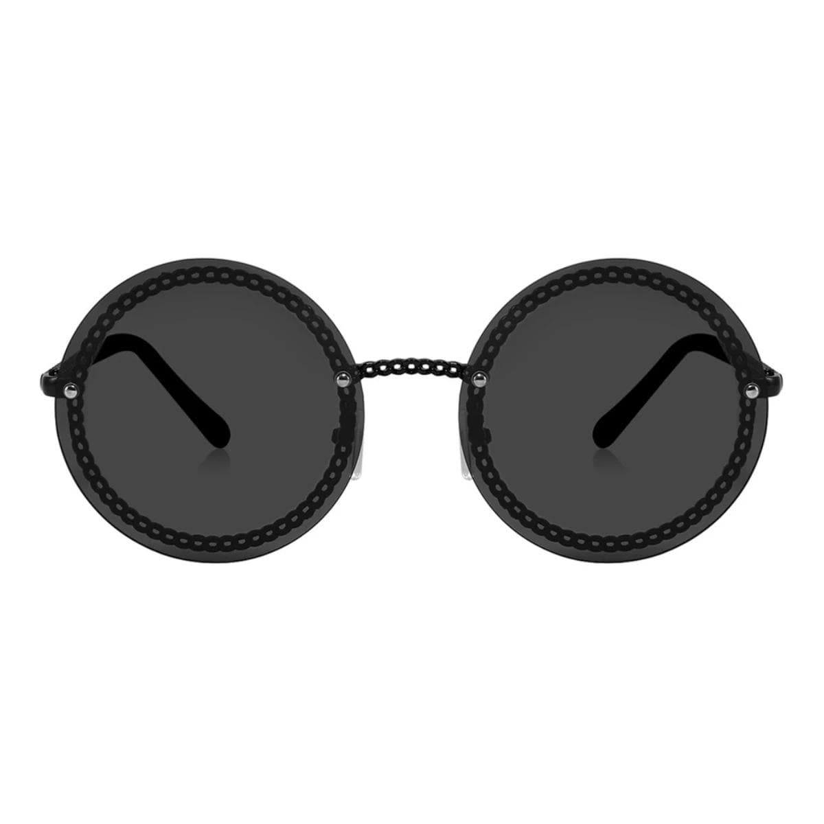 Luxury Metal Chain Round Sunglasses Rimless Women Circle Sun Glasses Gradient Oculos Gafas Zonnebril Dames