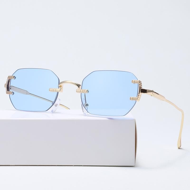 Rimless Sunglasses Rectangle Fashion Women Men Small Square Sun Glasses For Summer Traveling UV Protection 1PC