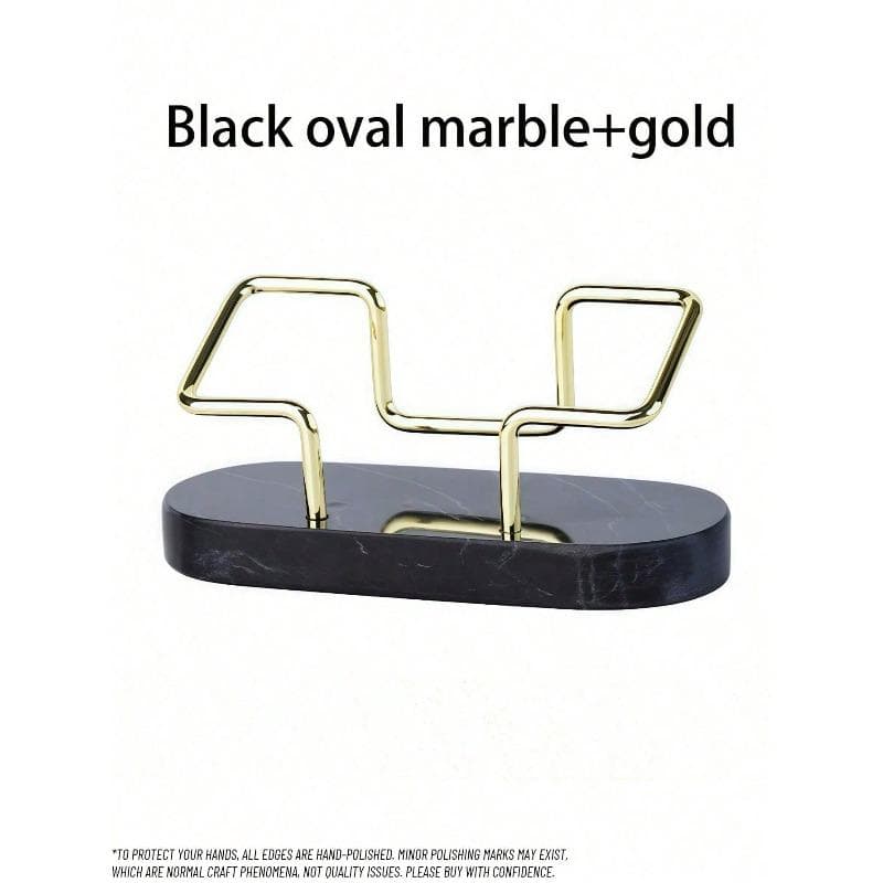 Elegant Desktop Name Card Clip For Office & Front Desk, Ideal Black oval marble + gold multicolour