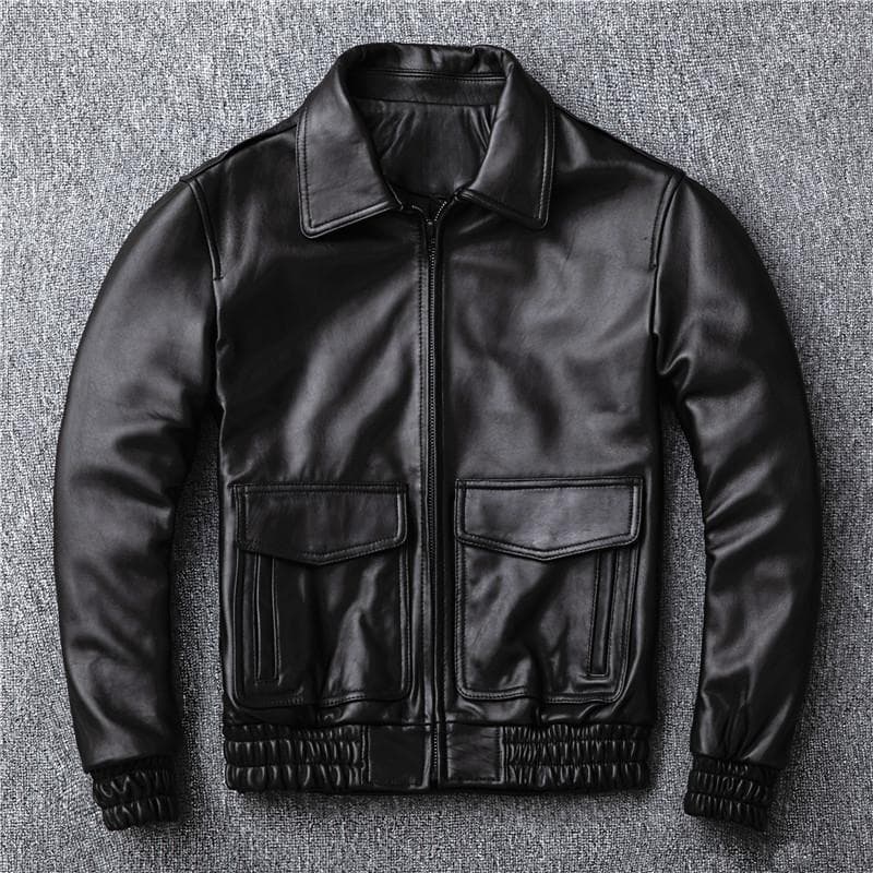 Air Force Pilot Leather Jacket New Zealand First Layer Sheep Leather Leather Men's Short Flight Suit Jacket L