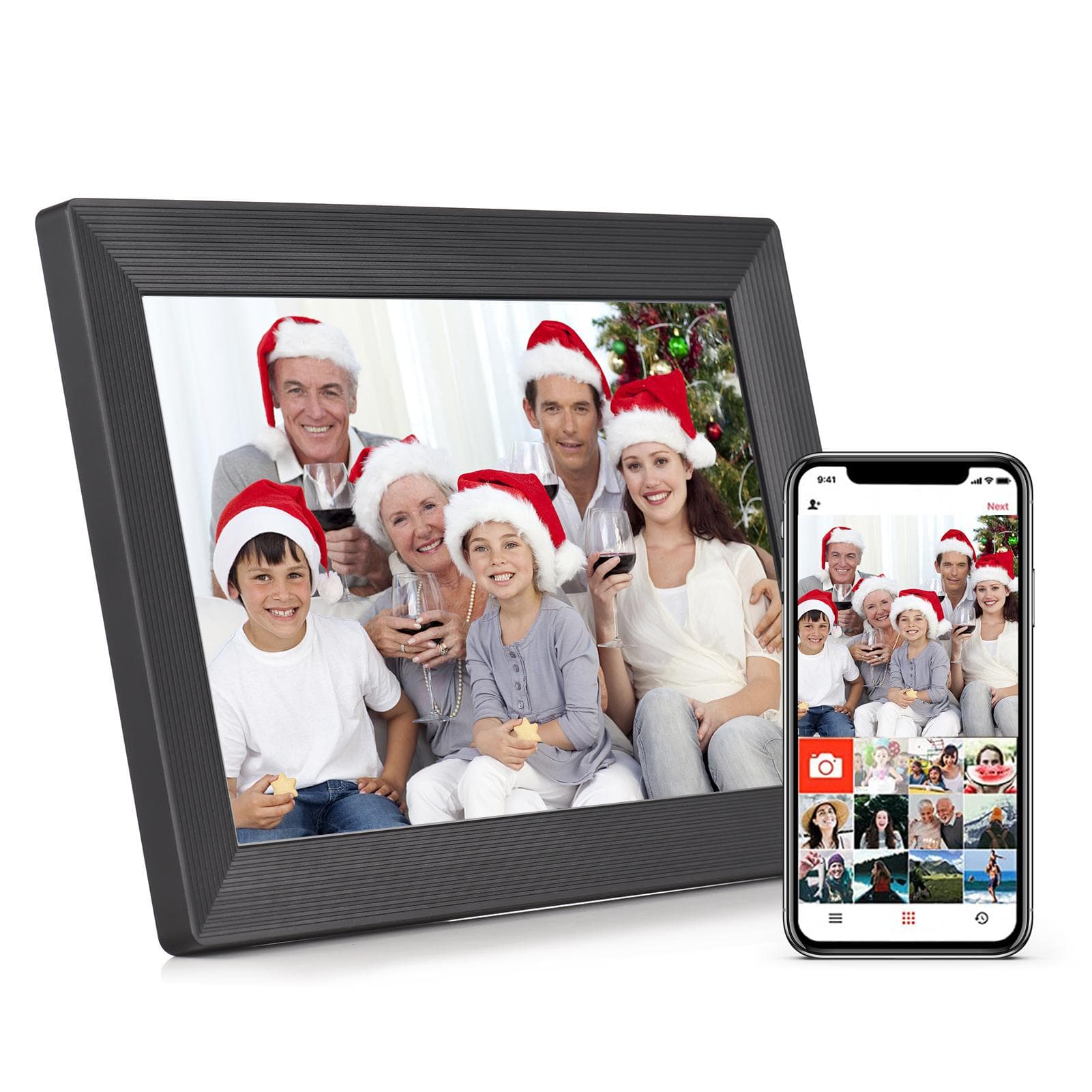 Andoer 10.1 Inch Smart WiFi Digital Photo Frame Digital Photo Album 1280*800 IPS Touchscreen EU Plug