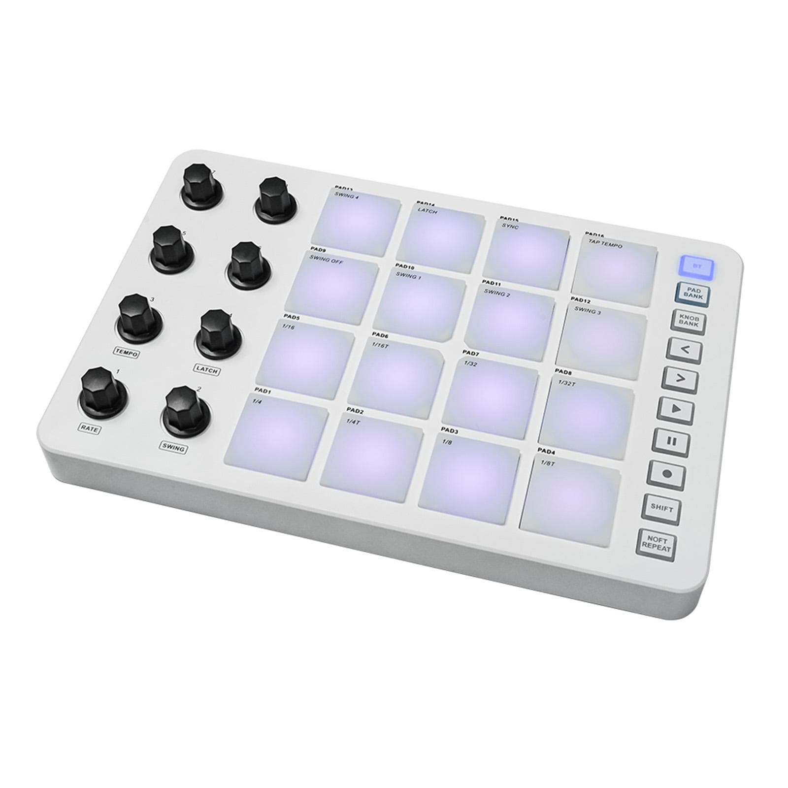 MIDI Controller Strike Pad RGB Backlight MIDI Keyboard BT Connection Low Latency 3.5mm Output white